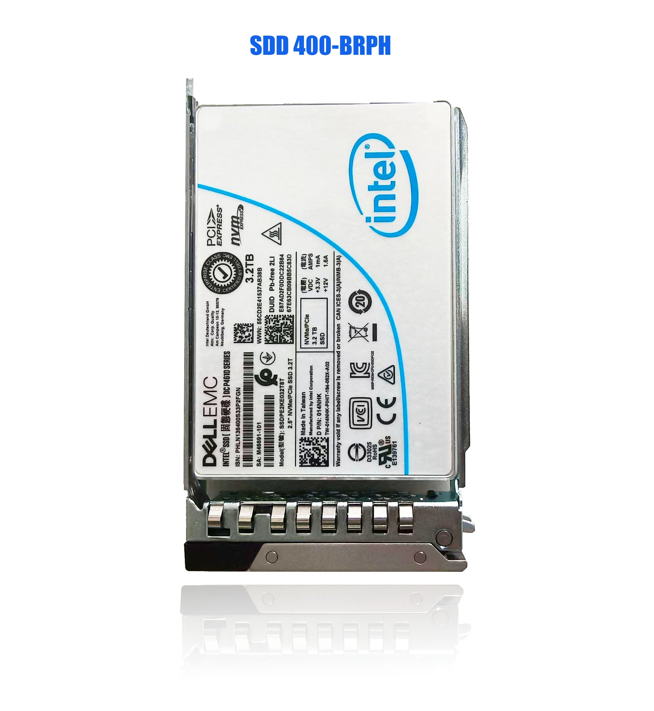 400-BRPH Dell 1.6TB PCIe Gen 4.0 x4 NVMe TLC Mixed Use 2.5-inch