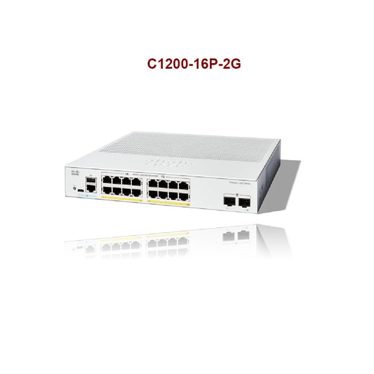 The Cisco C1200 manages 16-port Gigabit PoE+ switches