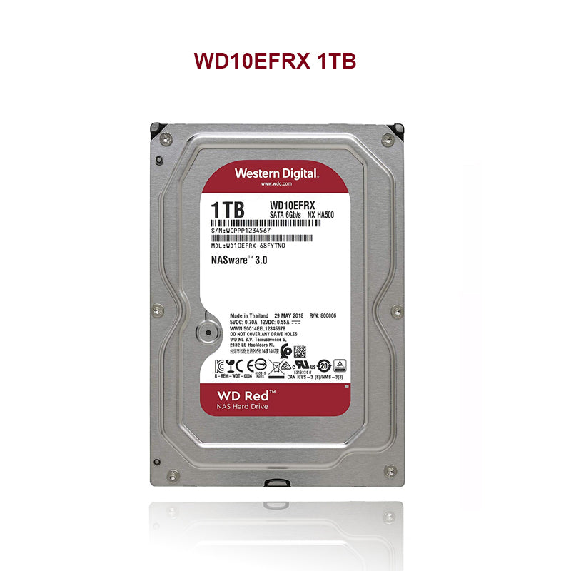Western Digital 1TB WD Red Plus NAS Internal Hard Drive HDD - 5400 RPM, SATA 6 Gb/s, CMR, 64 MB Cache, 3.5" - WD10EFRX